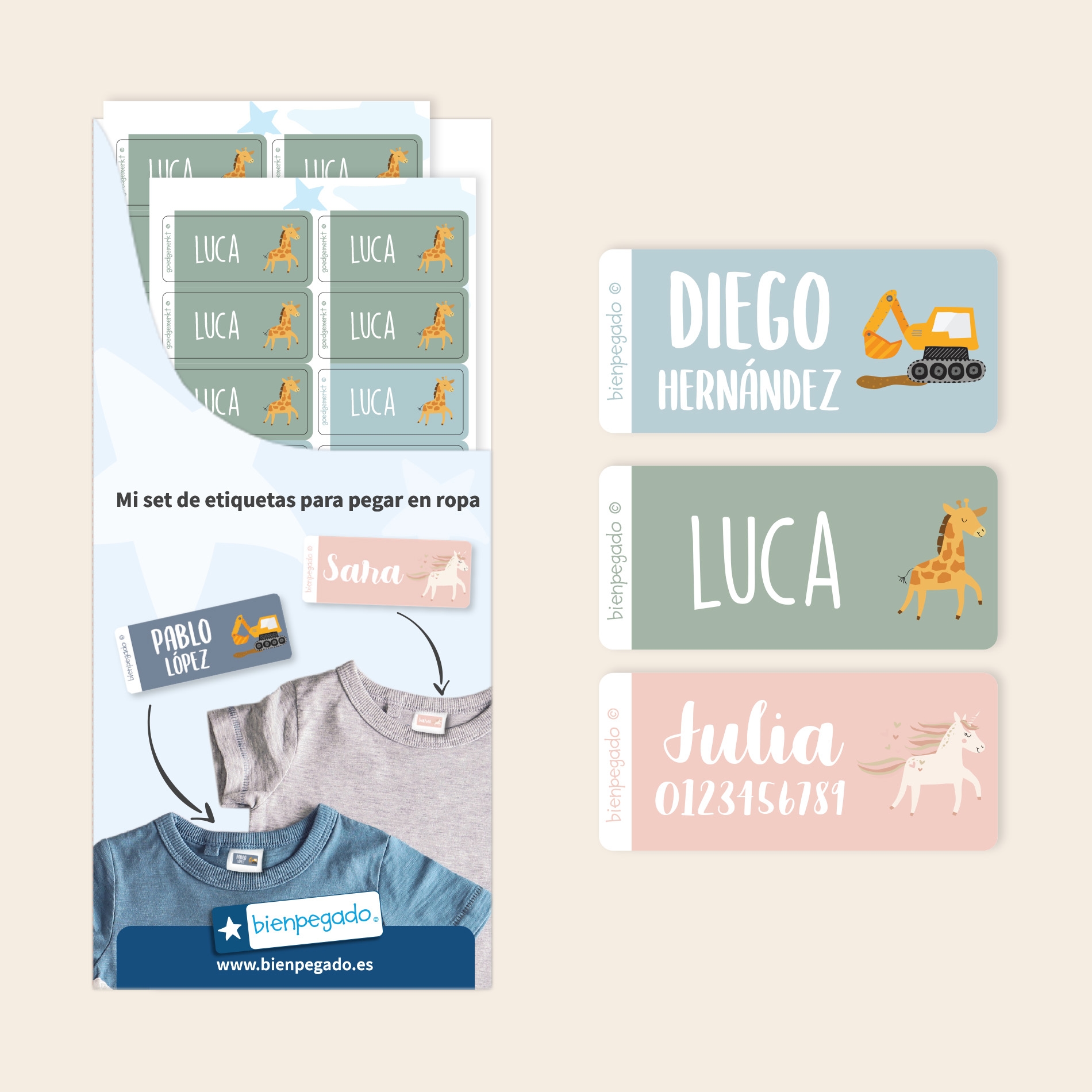 Etiquetas para ropa con tema