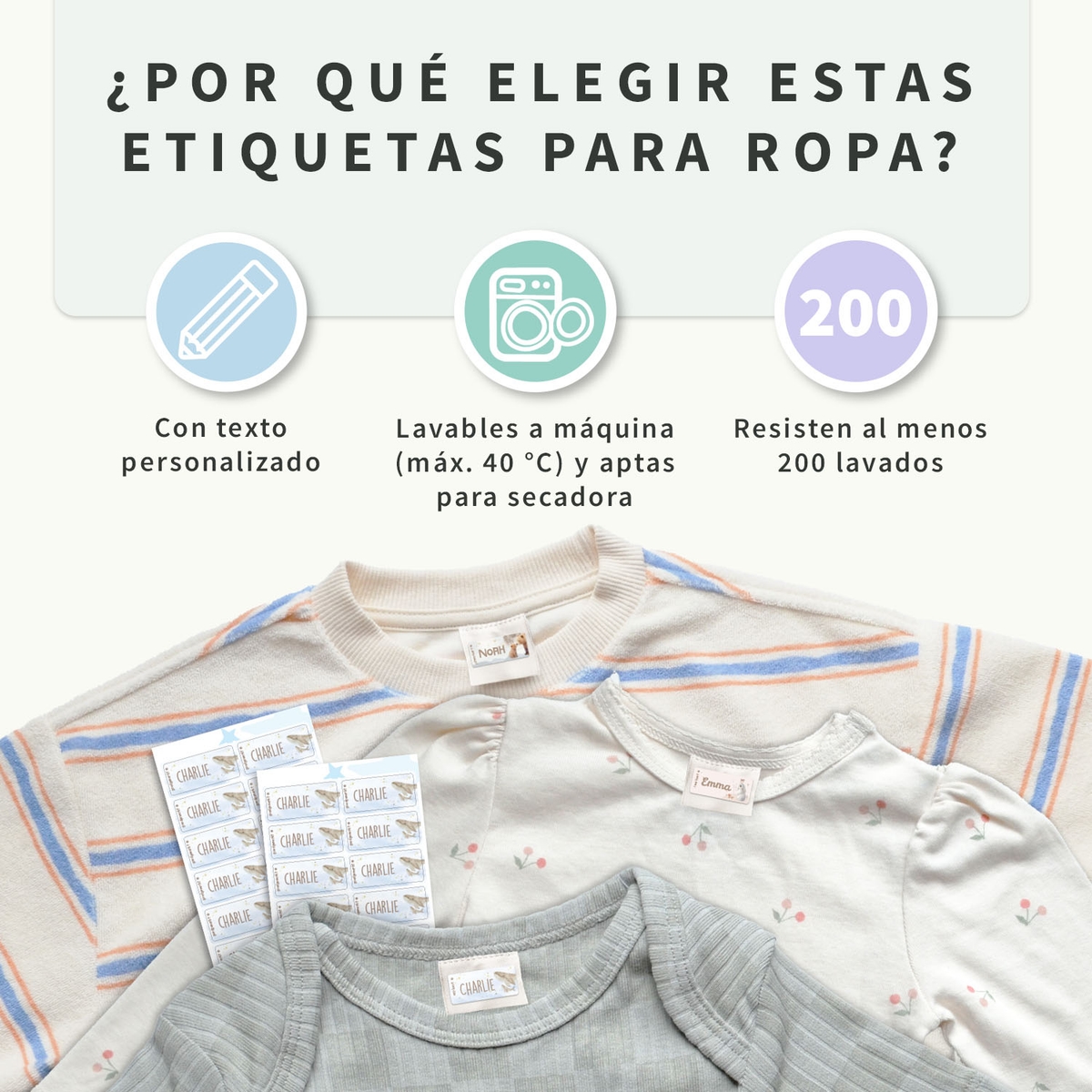 Etiquetas para ropa Acuarela