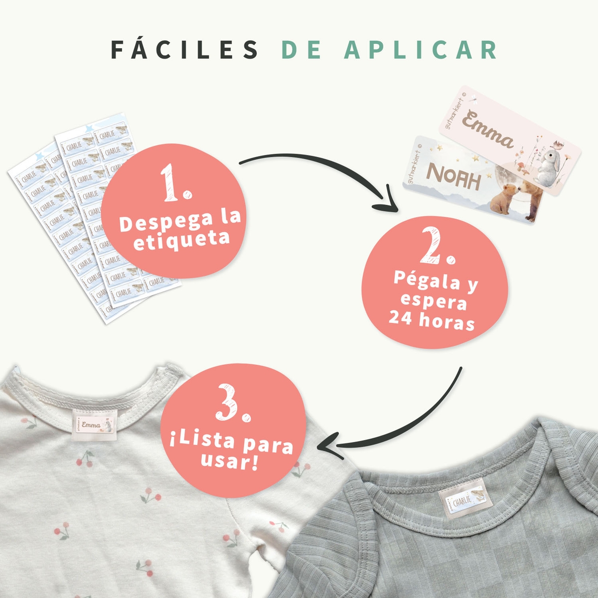 Etiquetas para ropa Acuarela