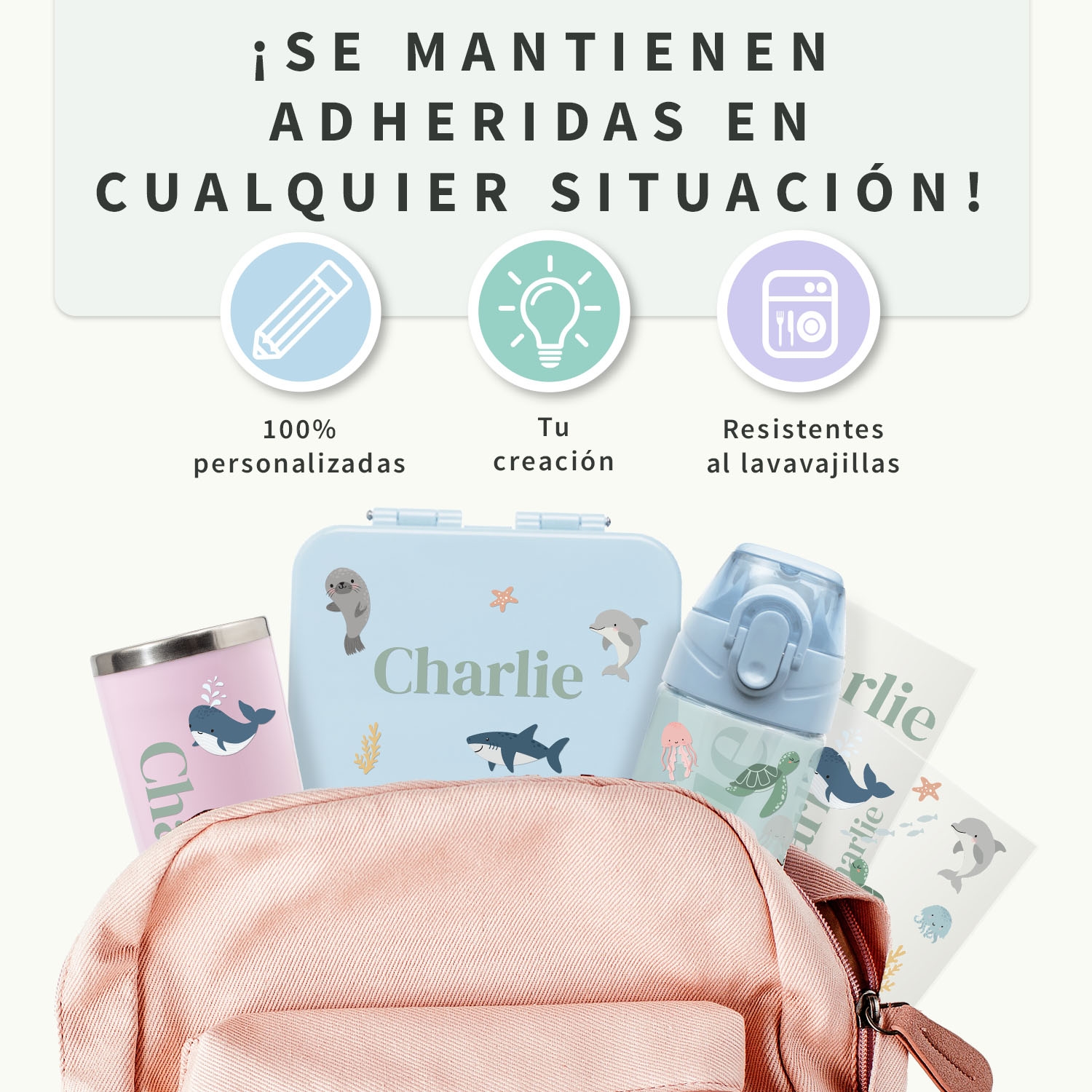 Pegatinas con dibujos y nombre