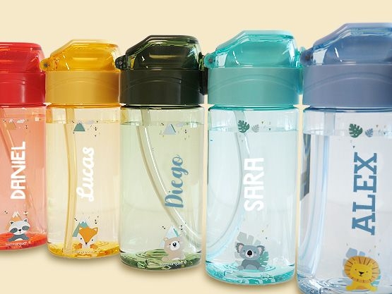 Botella de agua personalizada para niños, botella de bebidas de