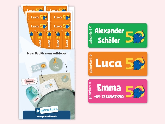 Elefant Kleine Namensaufkleber  