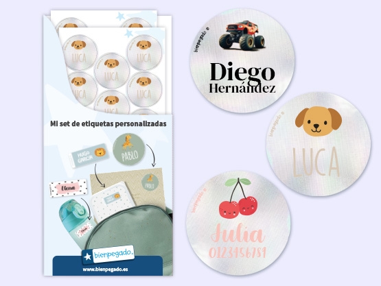 Etiquetas personalizadas reflectantes con tema