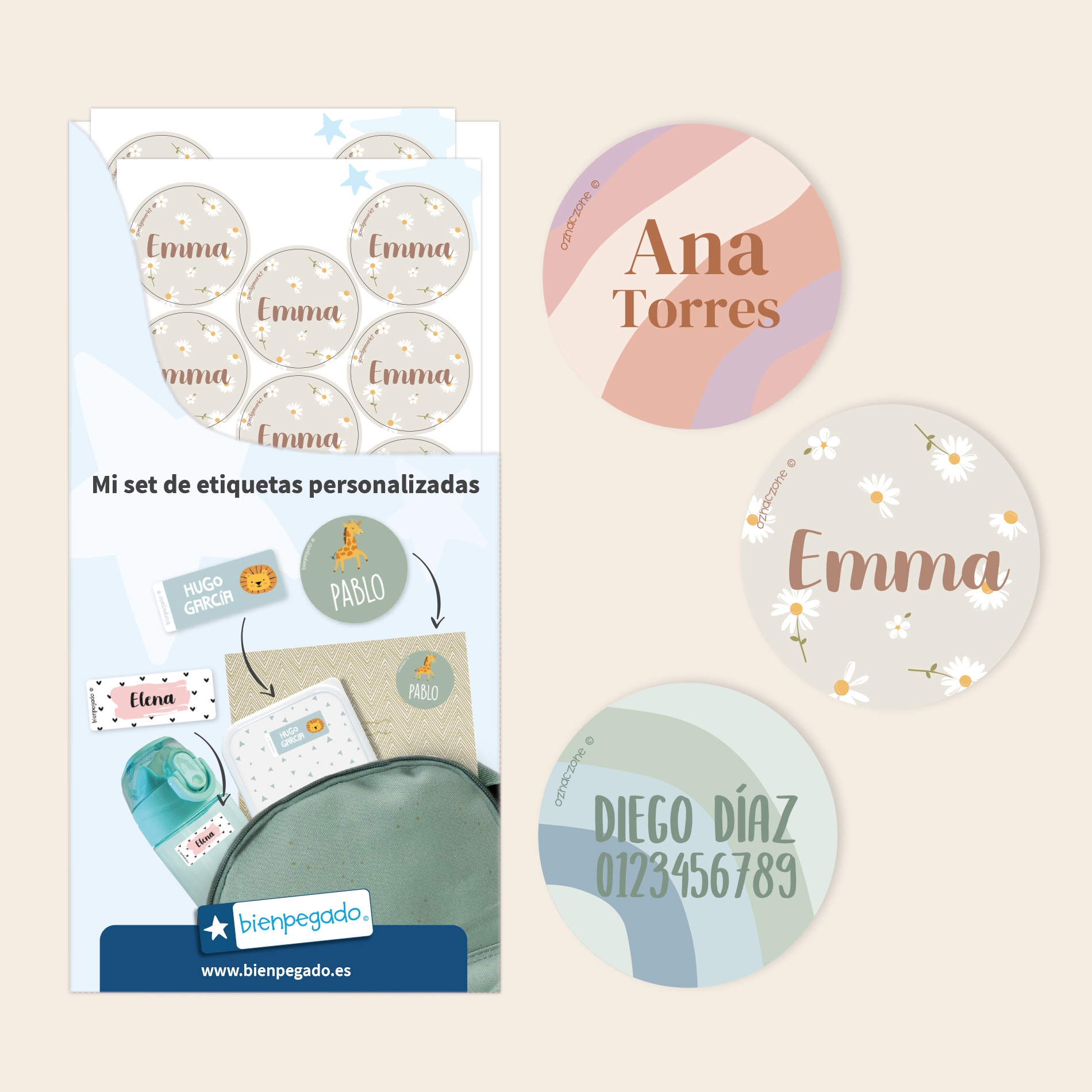 Etiquetas personalizadas redondas con diseño