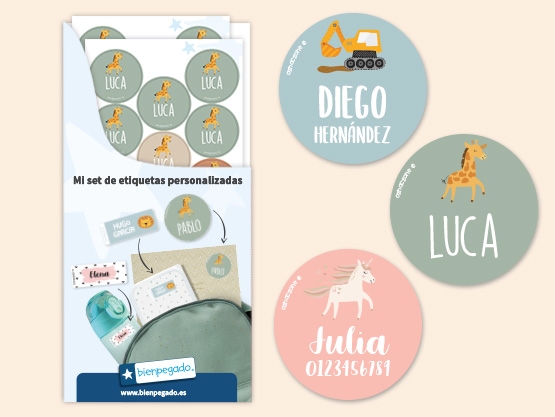 Etiquetas personalizadas redondas con tema