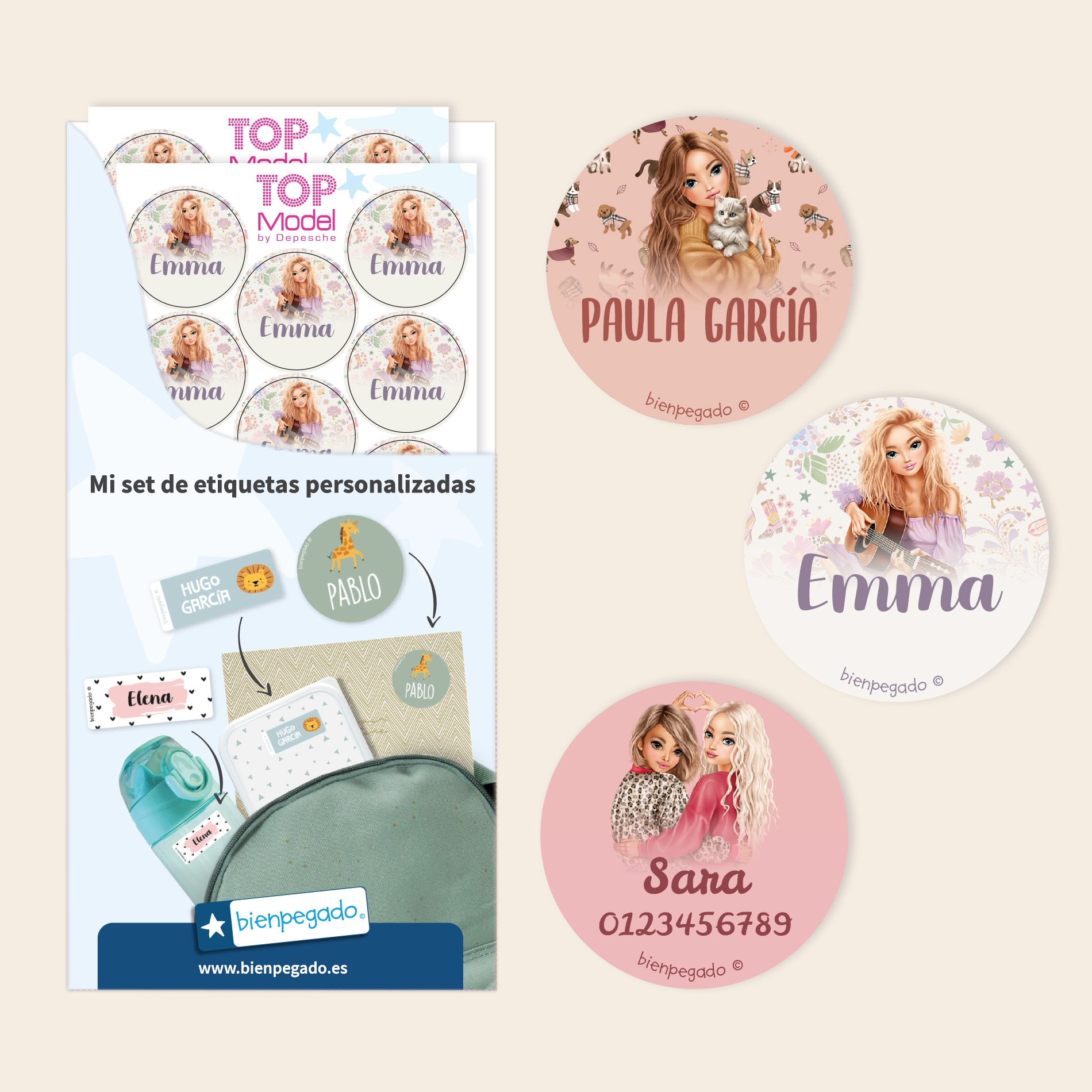 Etiquetas personalizadas redondas TOPModel