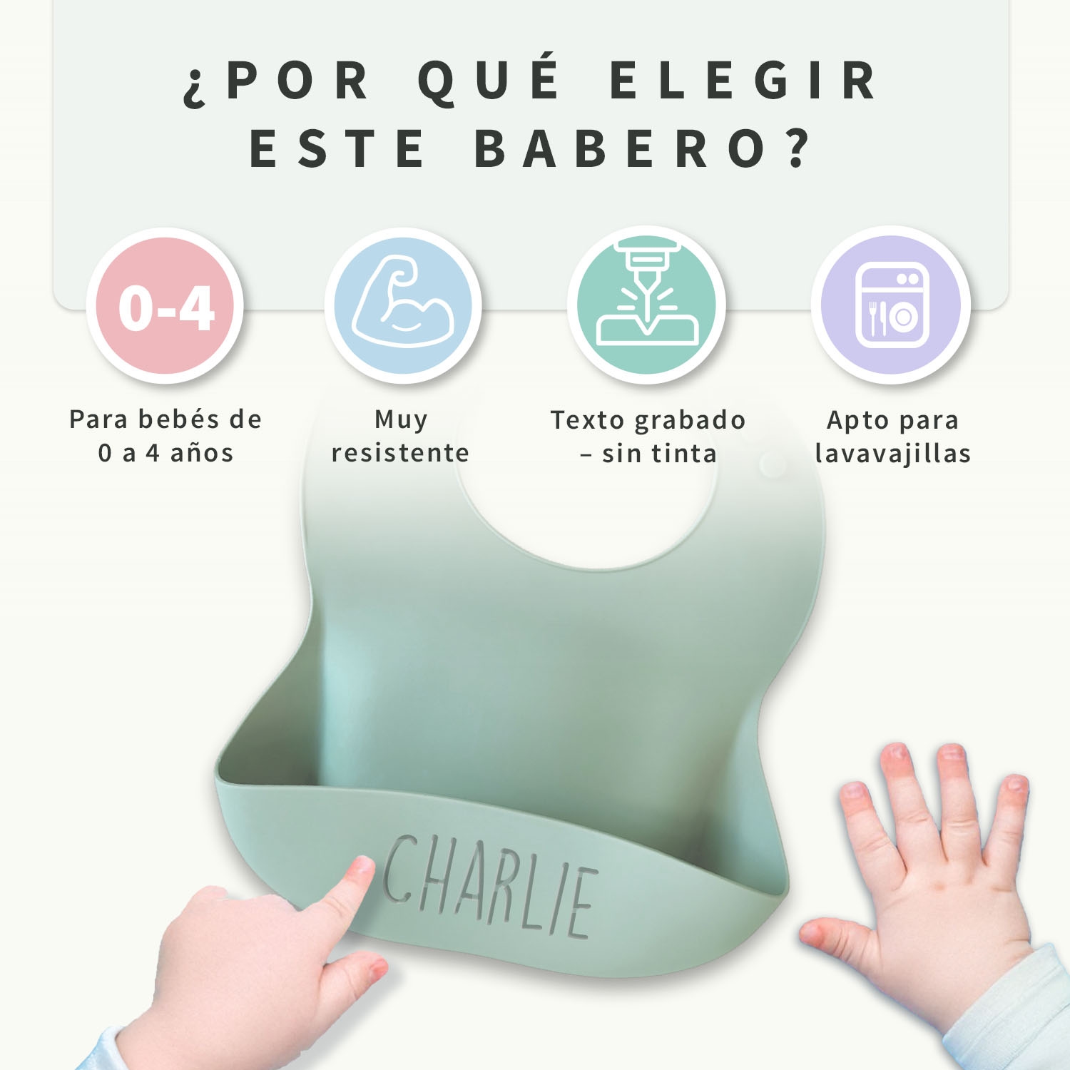 Babero de silicona con nombre