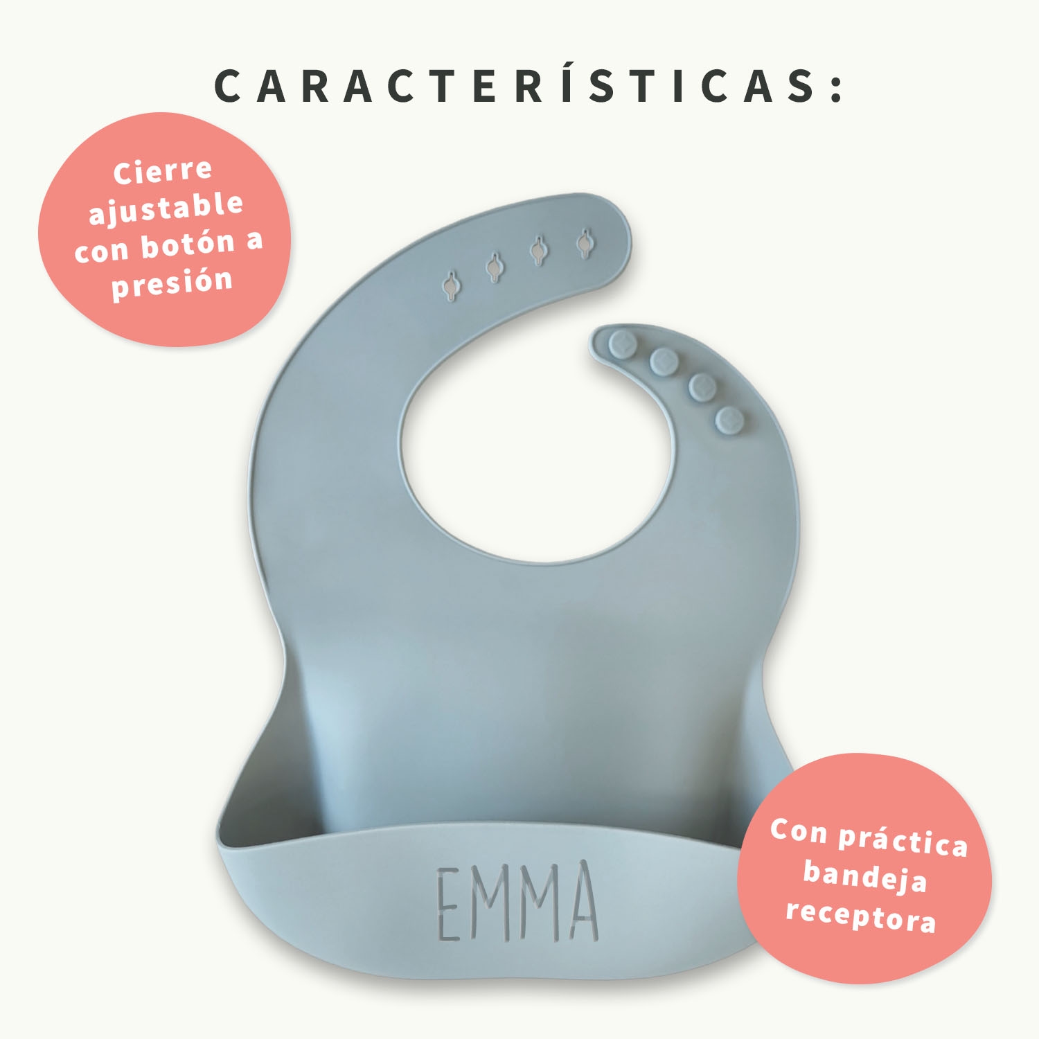 Babero de silicona con nombre