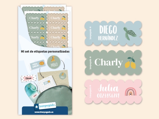 Etiquetas personalizadas con tema onduladas