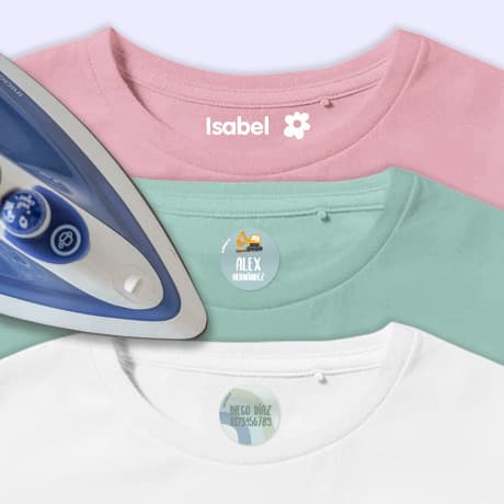 Surtido de etiquetas termoadhesivas para ropa