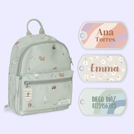 Etiqueta para mochila con diseño