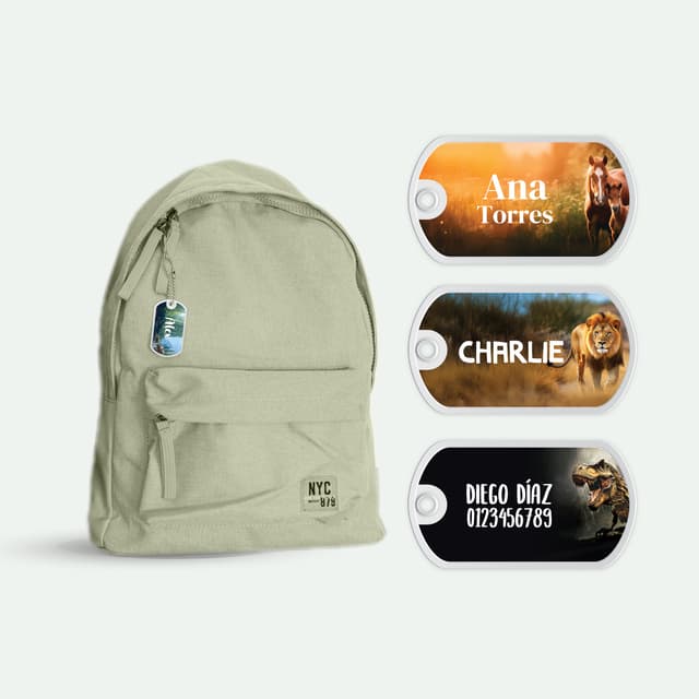 Etiqueta para mochila Mundo Real