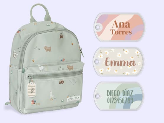 Etiqueta para mochila con diseño