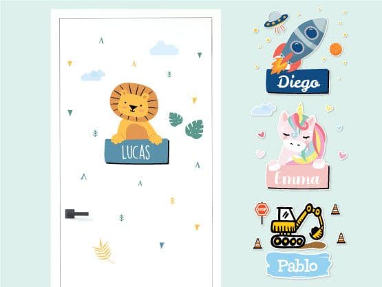 Pegatina para puerta con tema
