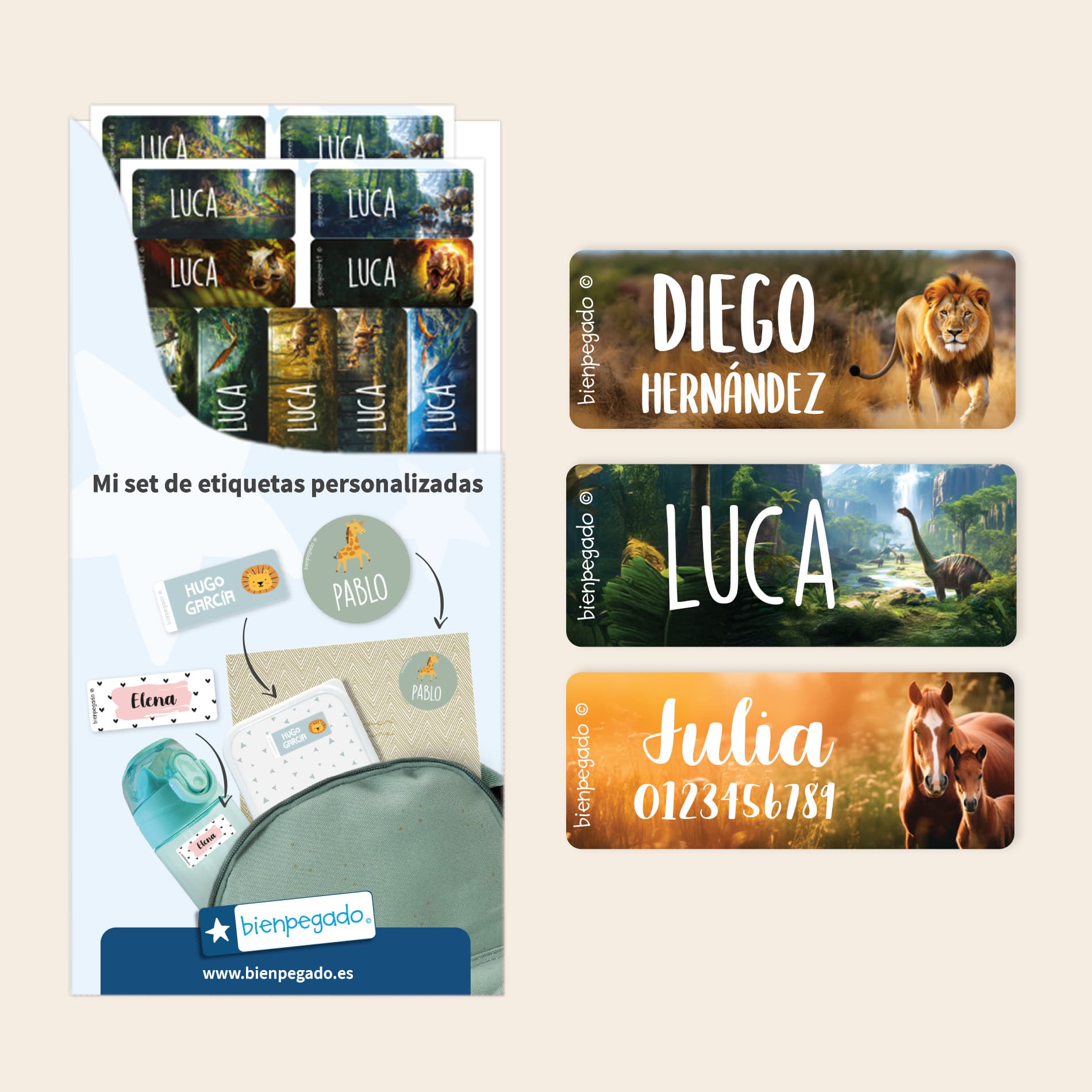 Etiquetas personalizadas Mundo Real pequeñas