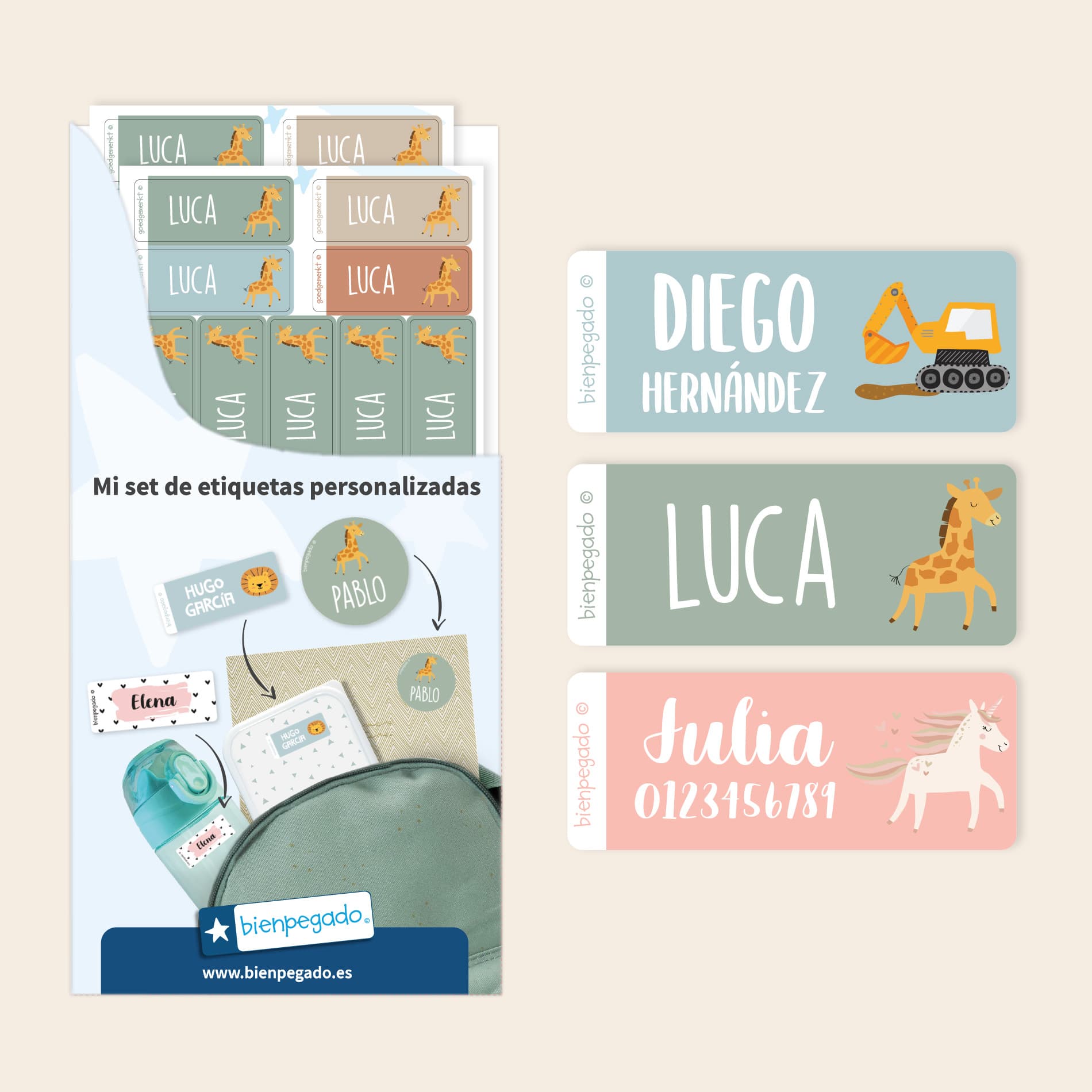 Etiquetas personalizadas con tema pequeñas