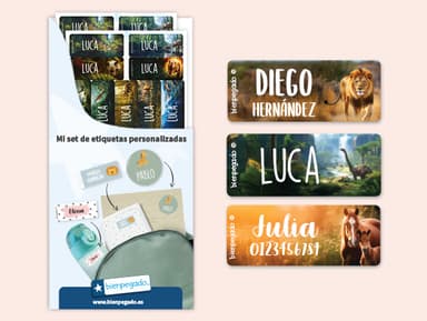 Etiquetas personalizadas Mundo Real pequeñas