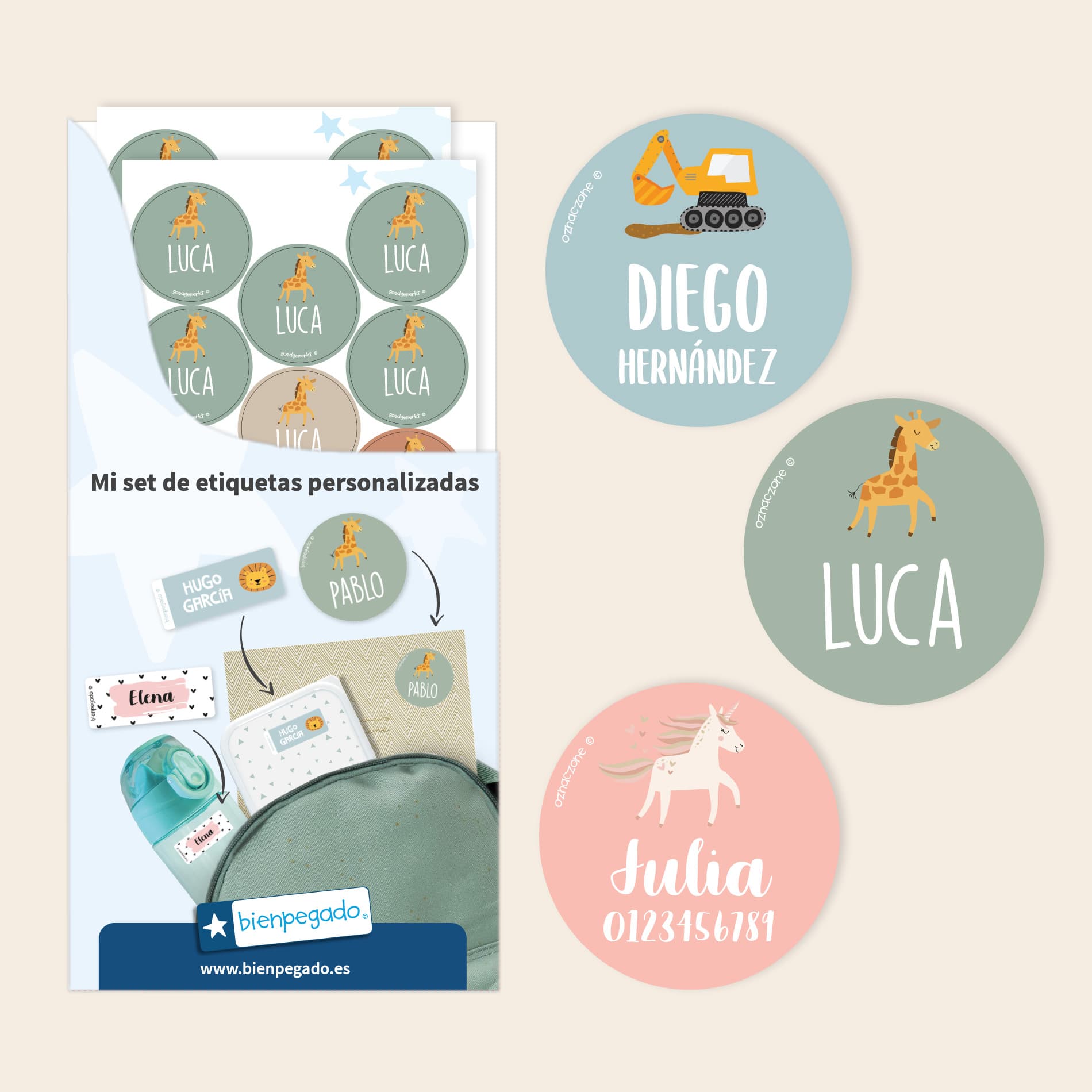 Etiquetas personalizadas redondas con tema