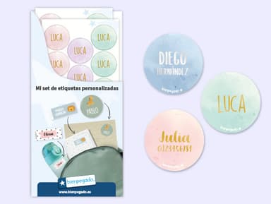 Etiquetas redondas personalizadas en dorado/plateado con diseño de acuarela