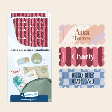 Etiquetas personalizadas onduladas con diseño 