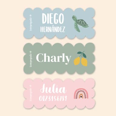 Etiquetas personalizadas con tema onduladas