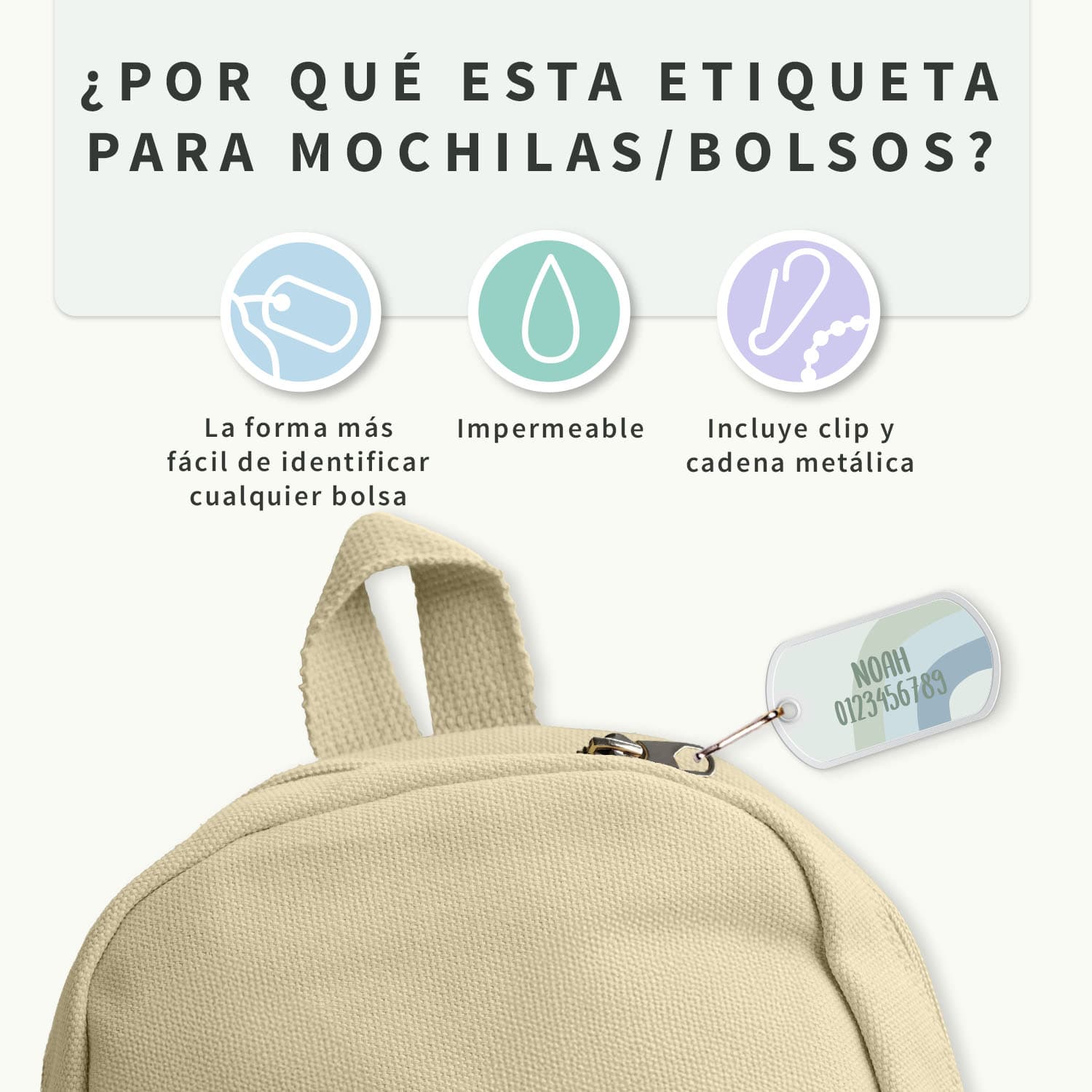 Etiqueta para mochila con diseño