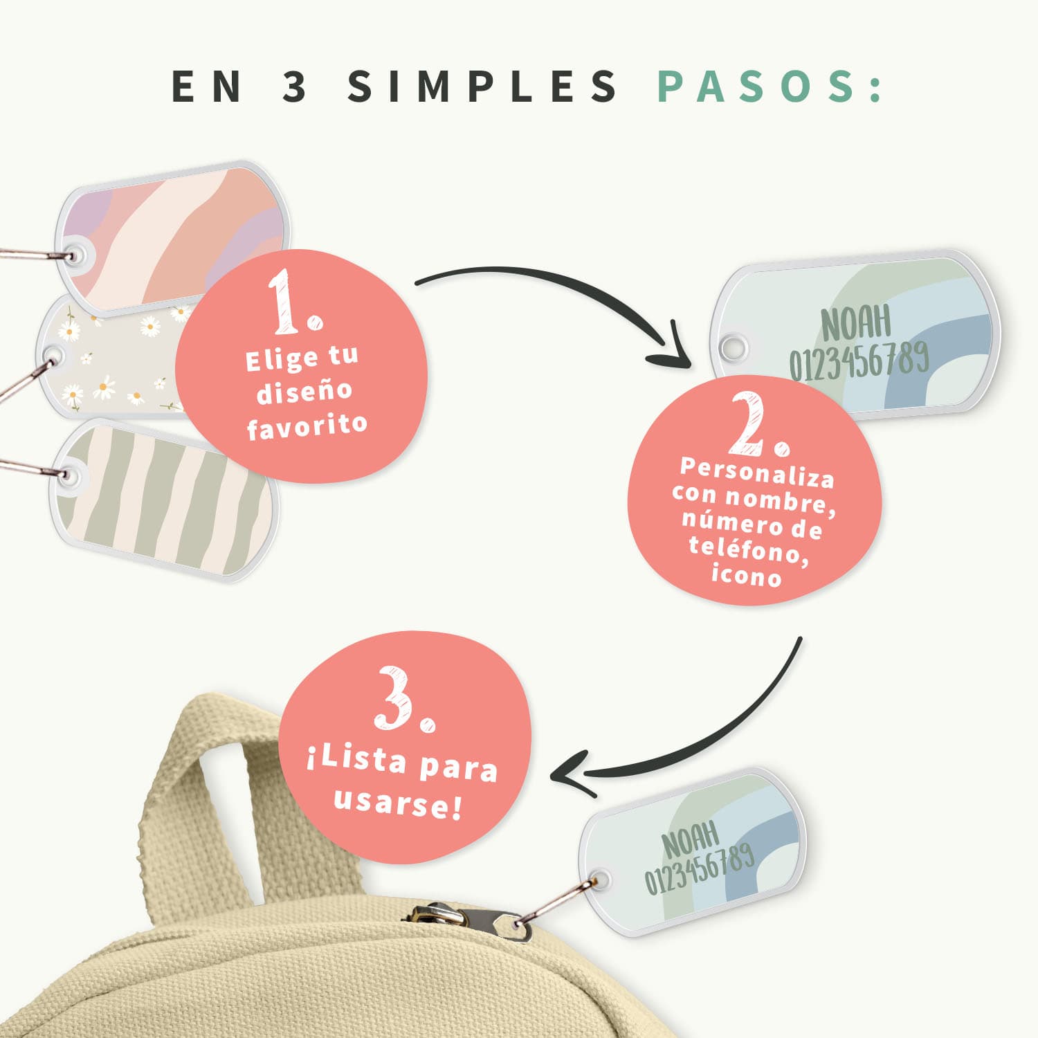 Etiqueta para mochila con diseño