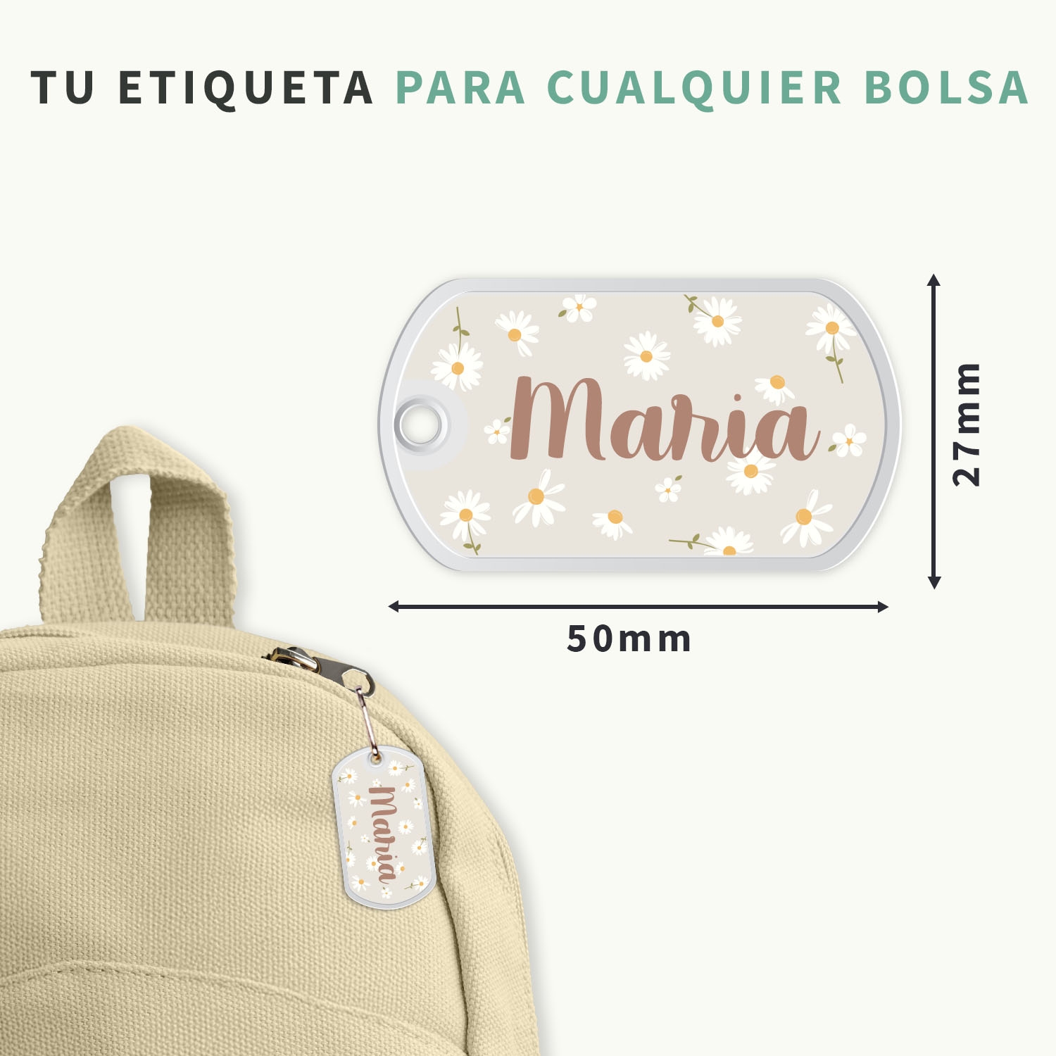 Etiqueta para mochila con diseño