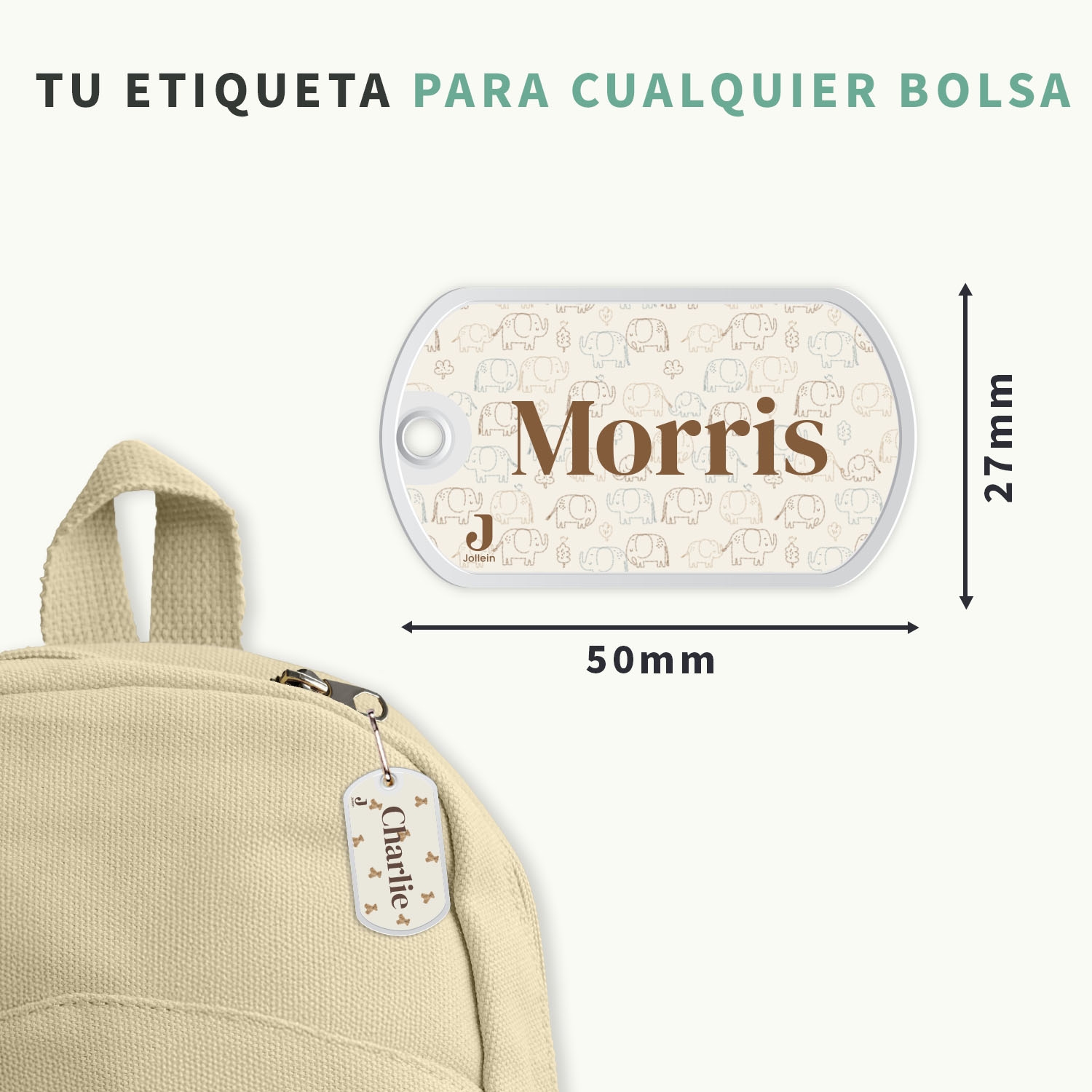 Etiqueta para mochila Jollein