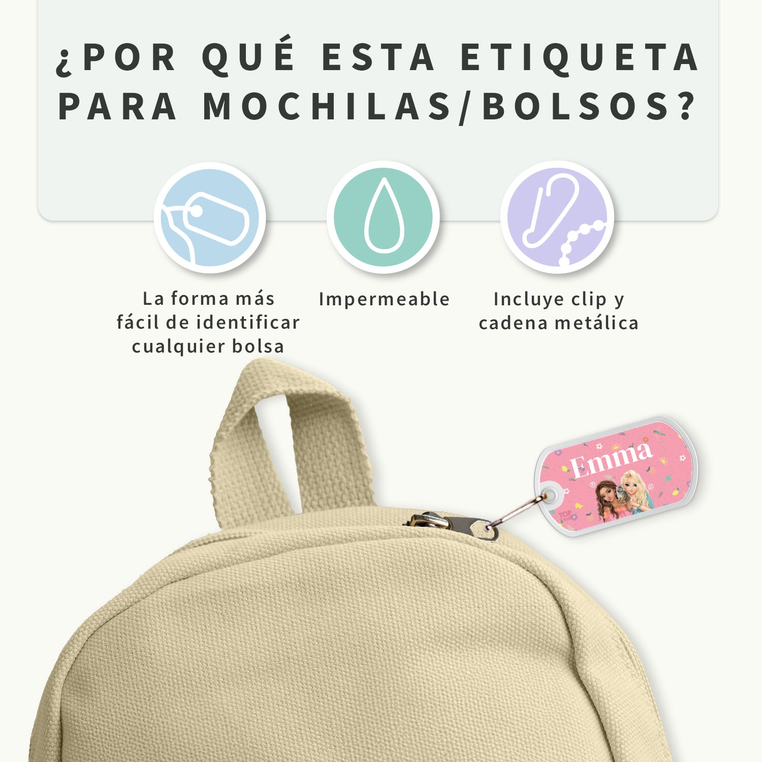 Etiqueta para mochila TOPModel