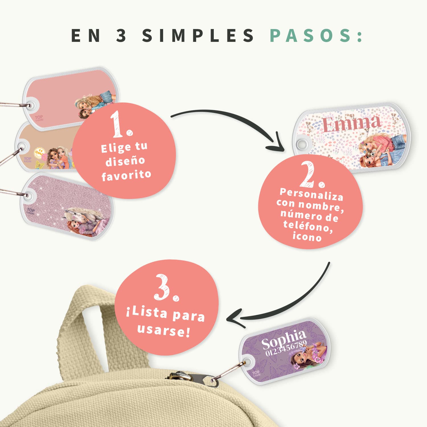 Etiqueta para mochila TOPModel