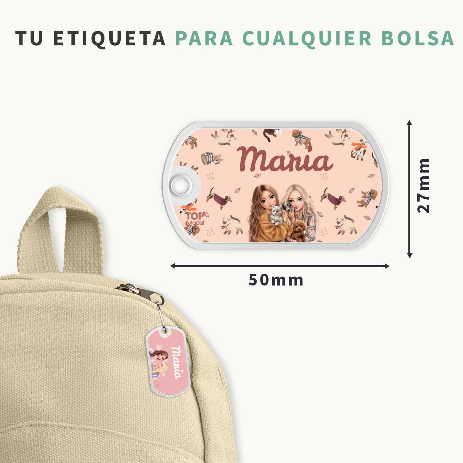Etiqueta para mochila TOPModel