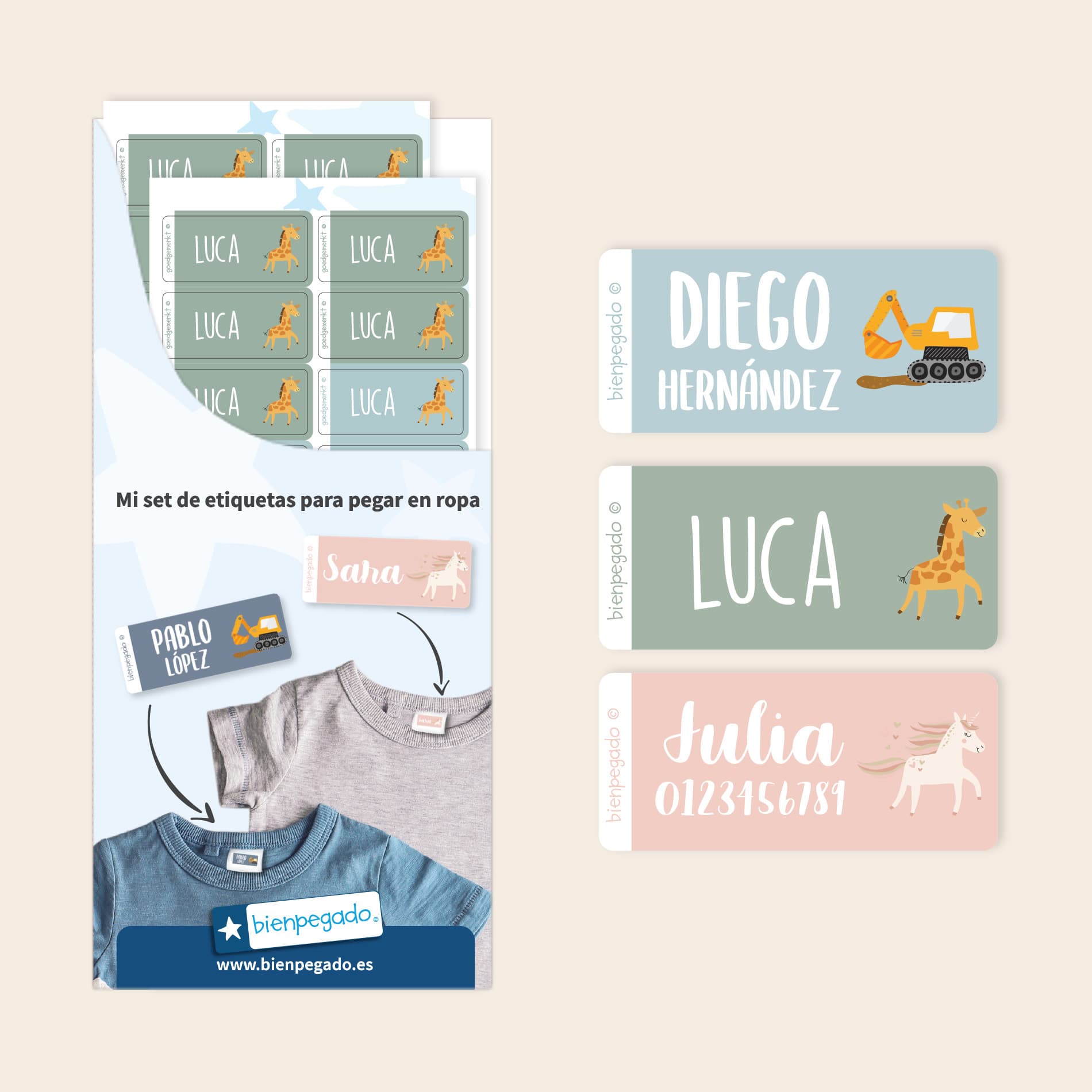 Etiquetas para ropa con tema