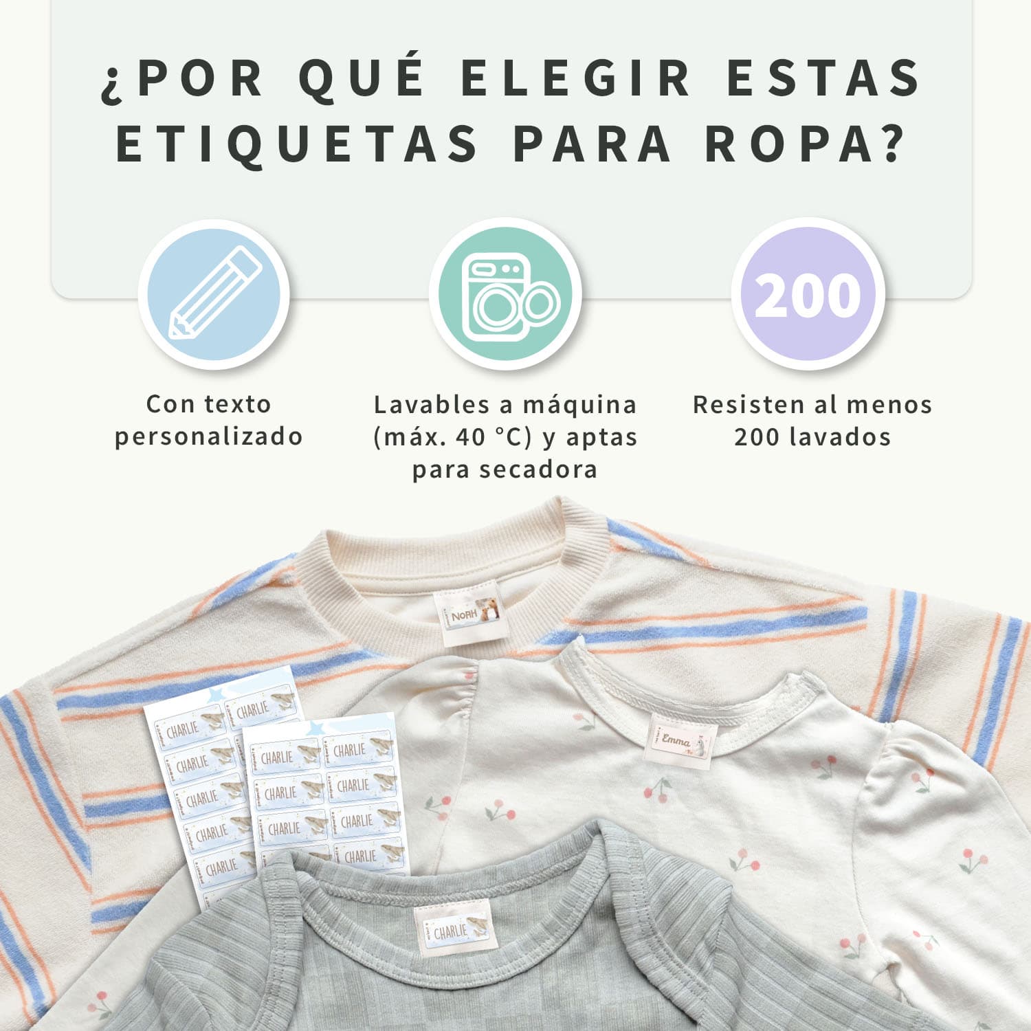 Etiquetas para ropa Acuarela