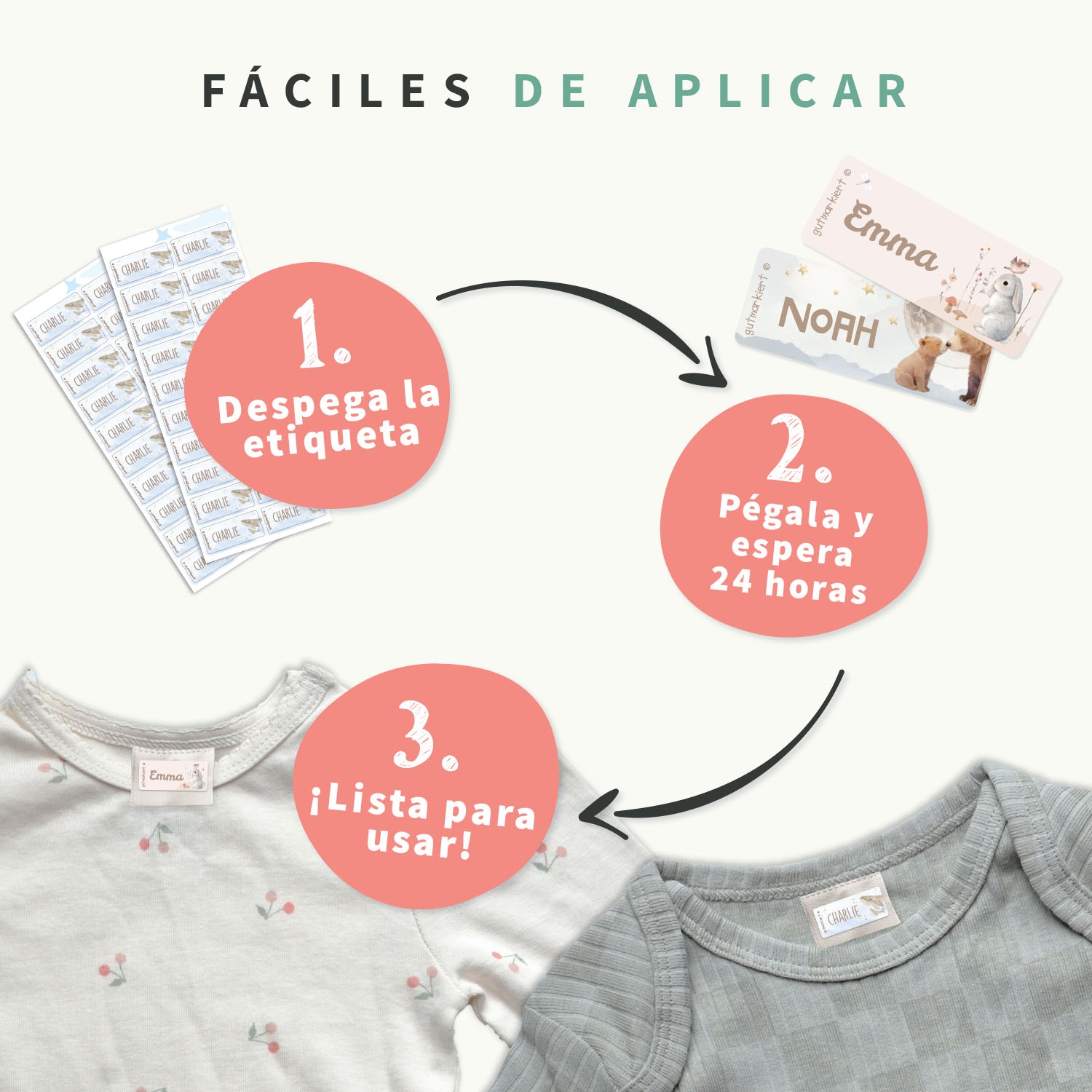 Etiquetas para ropa Acuarela