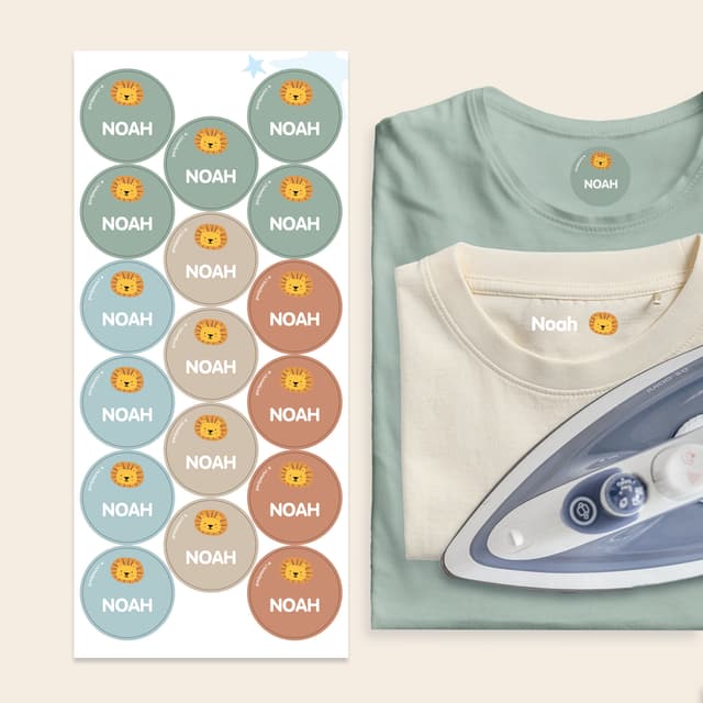 Surtido de etiquetas termoadhesivas para ropa