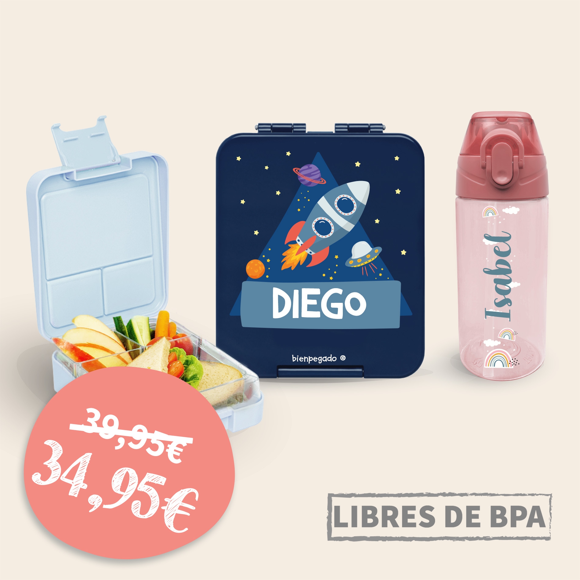 Kit para el almuerzo – Fiambrera & Botella personalizada