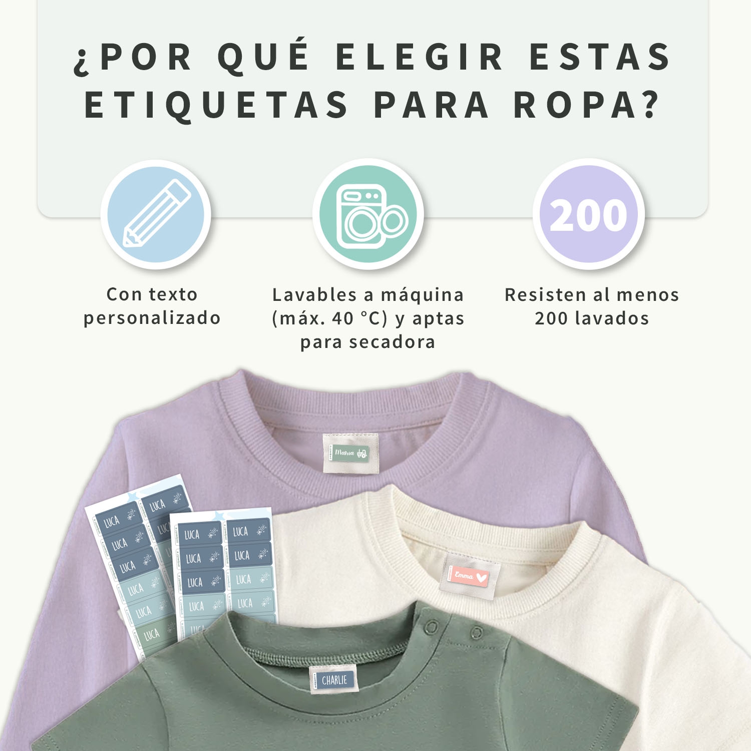 Etiquetas para ropa autoadhesivas – Multicolor
