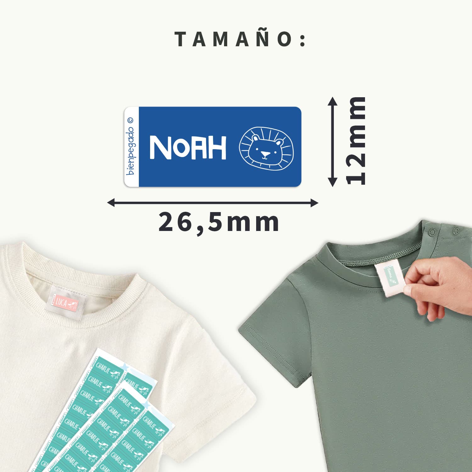 Etiquetas para ropa autoadhesivas – Un solo color