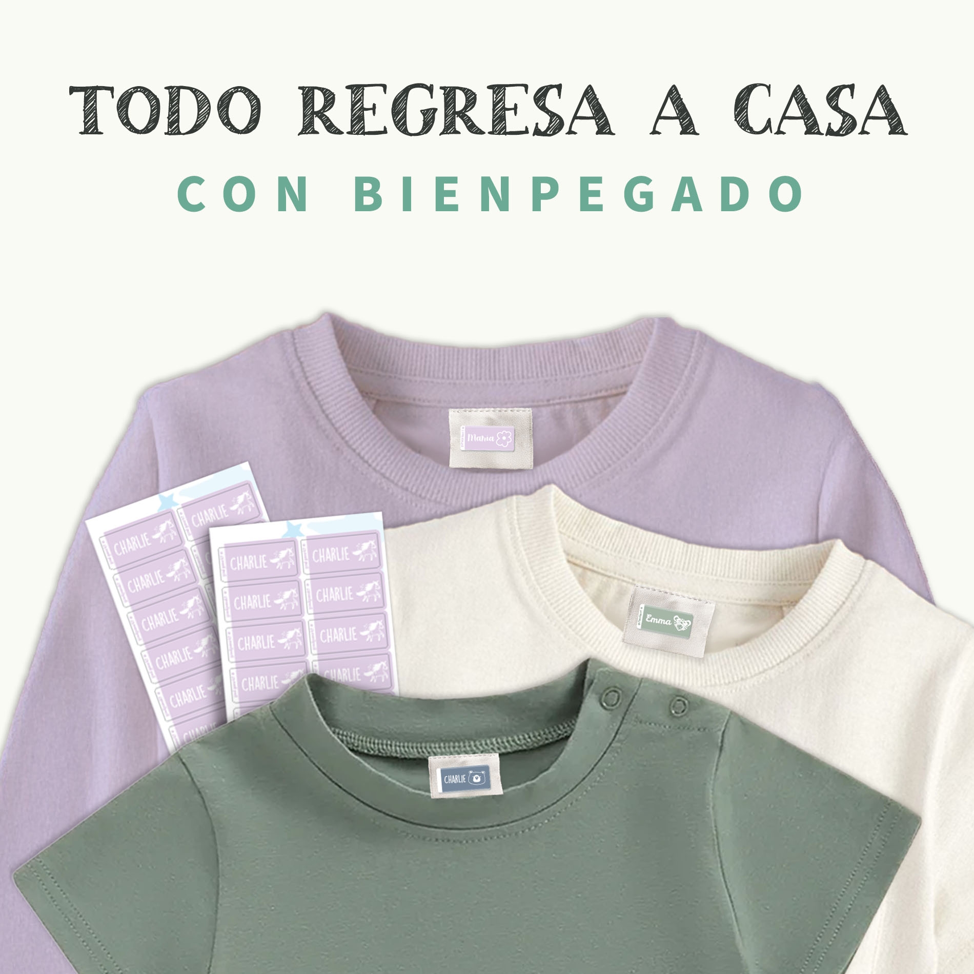 Etiquetas para ropa autoadhesivas – Un solo color