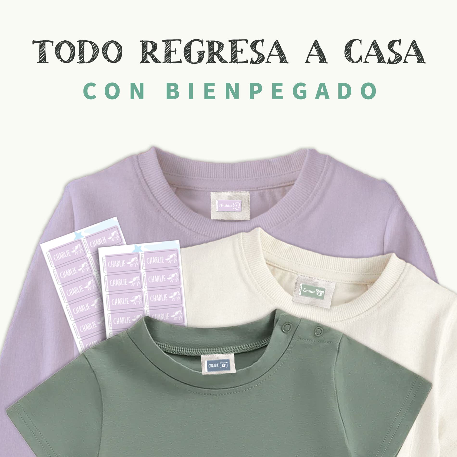 Etiquetas para ropa autoadhesivas – Un solo color