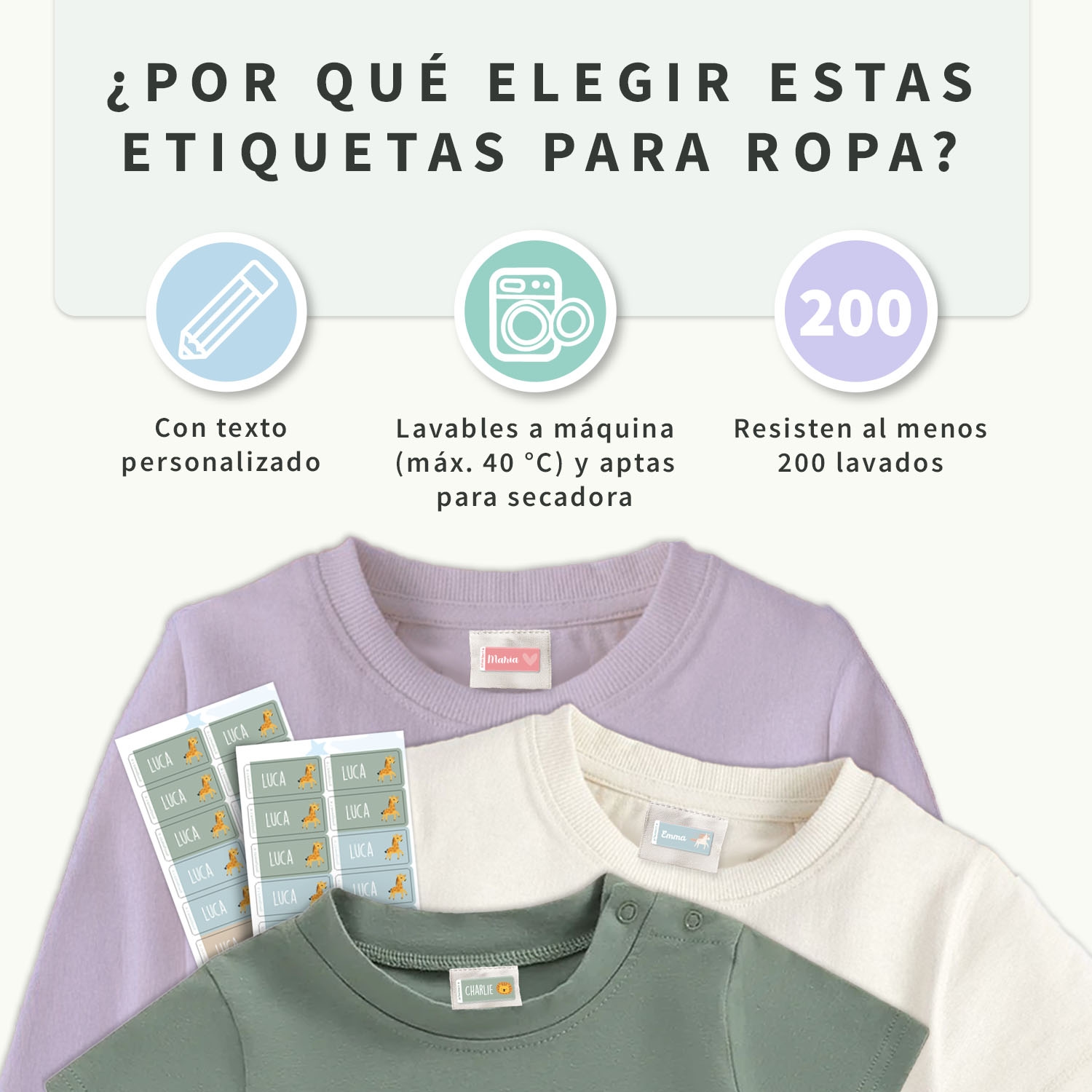 Etiquetas para ropa con tema