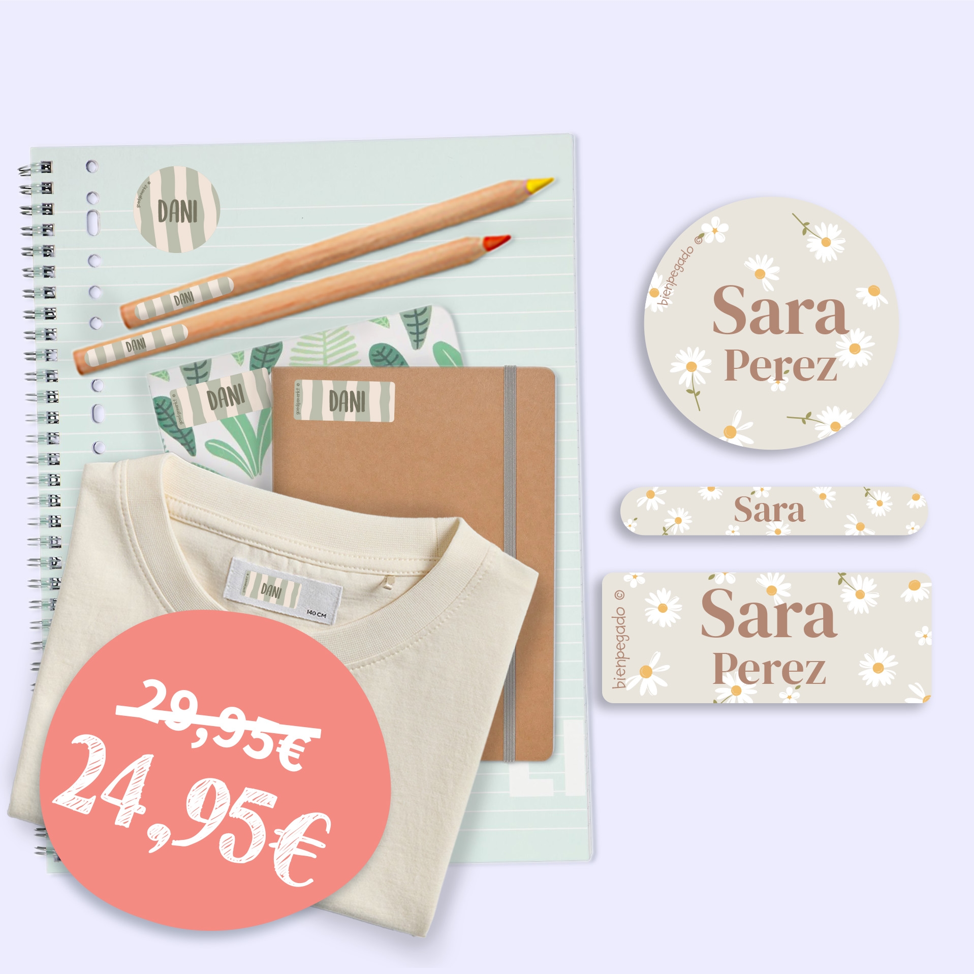 Kit combinado de etiquetas con diseño