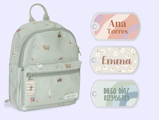 Etiqueta para mochila con diseño