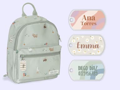 Etiqueta para mochila con diseño
