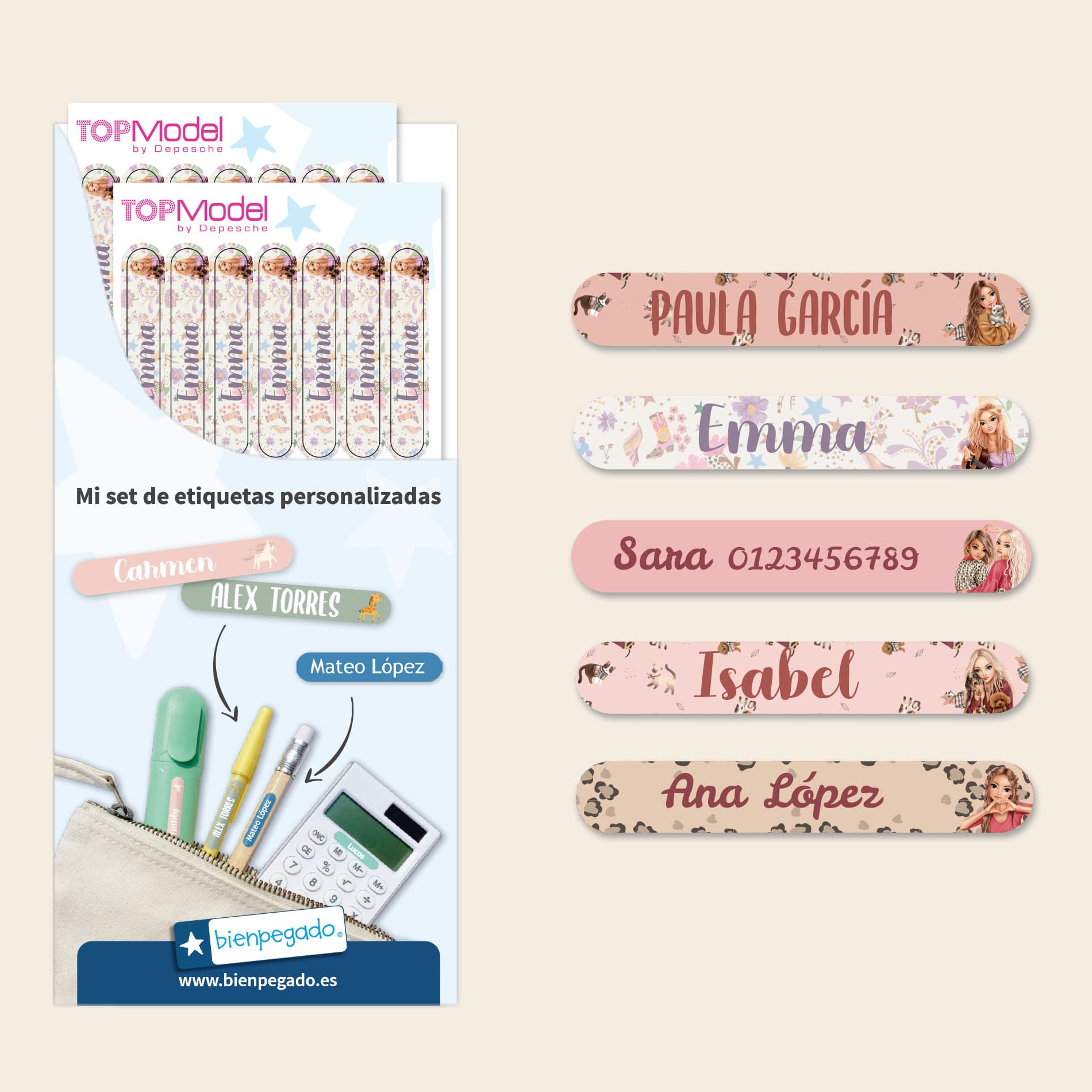 Mini etiquetas TOPModel