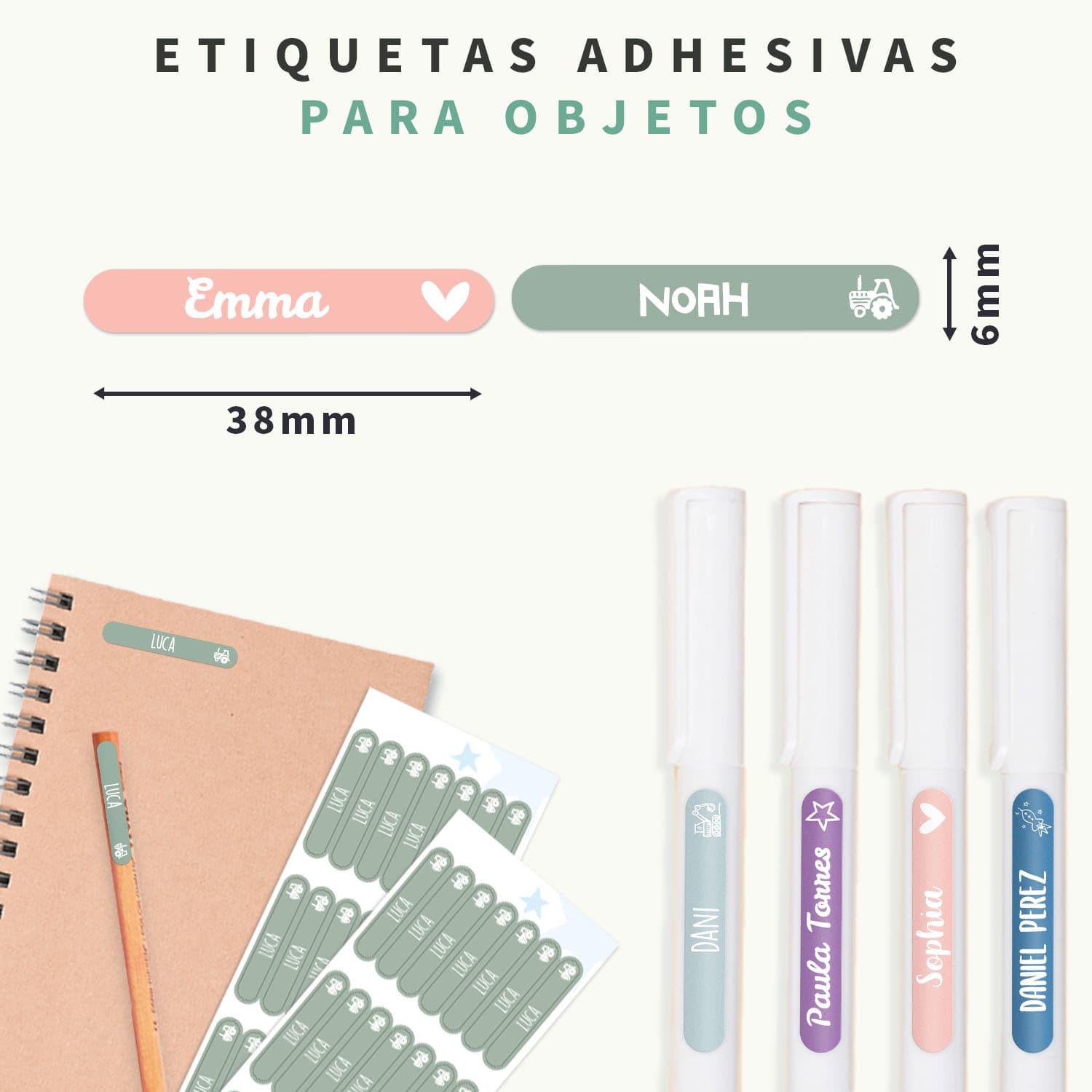 Mini etiquetas – Un solo color