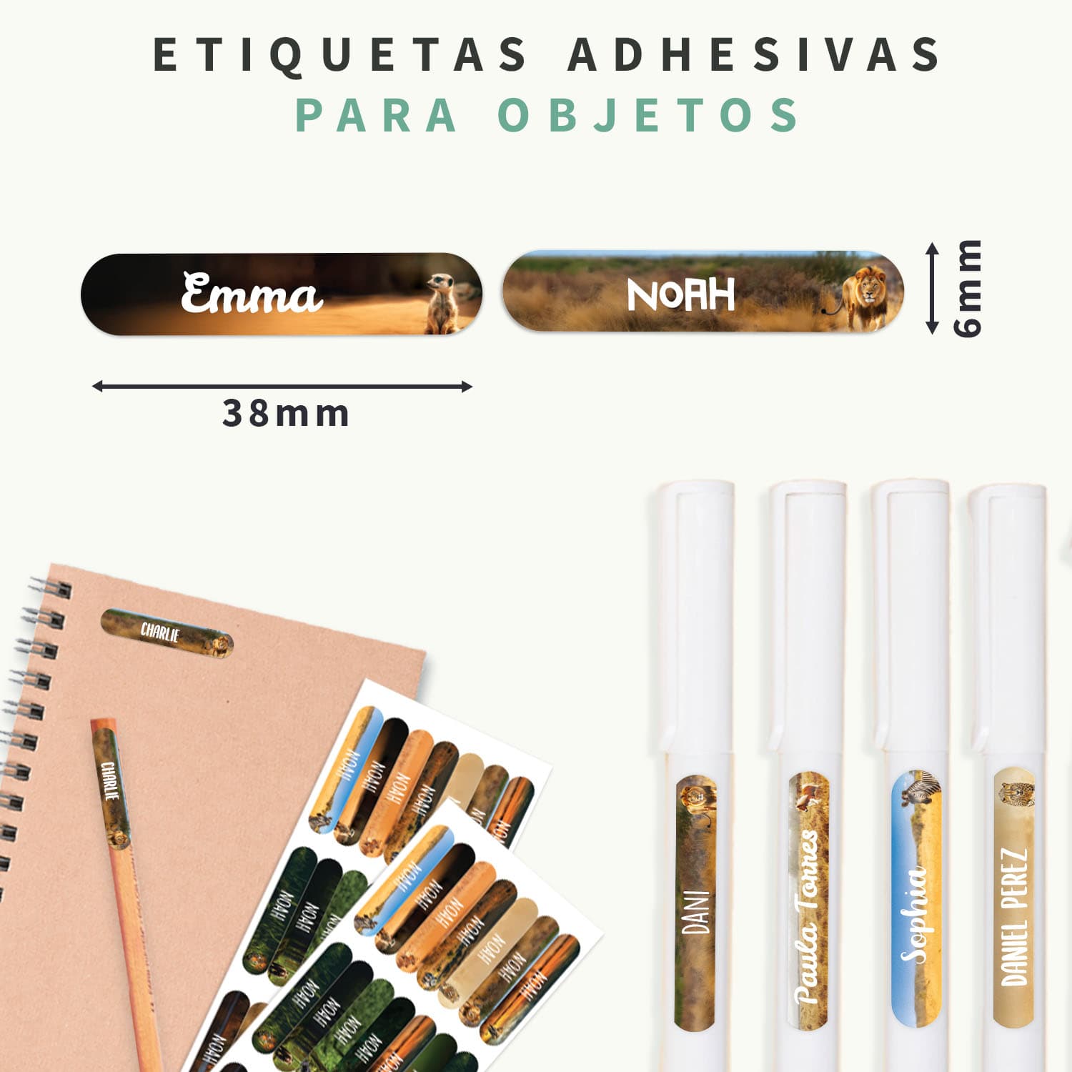 Mini etiquetas Mundo Real