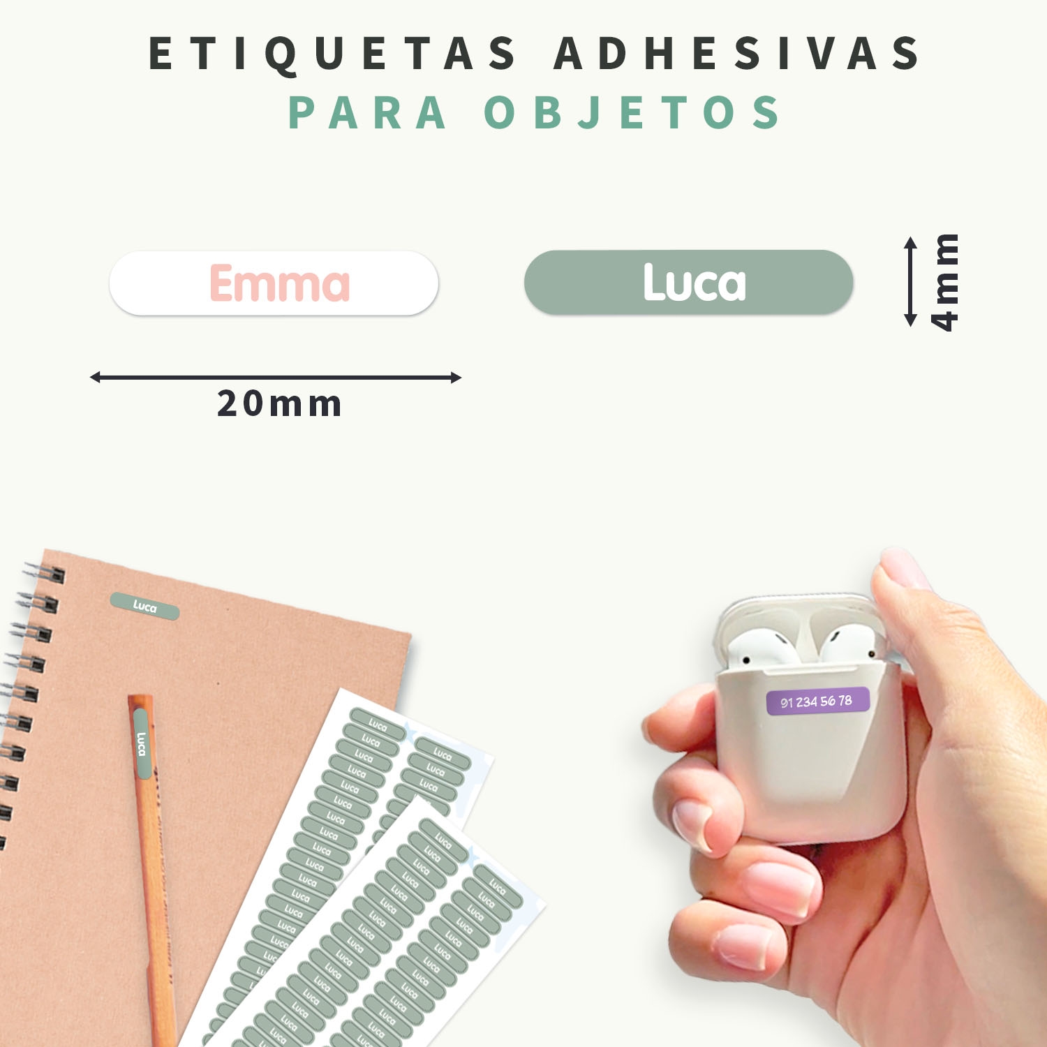 Mini XS etiquetas