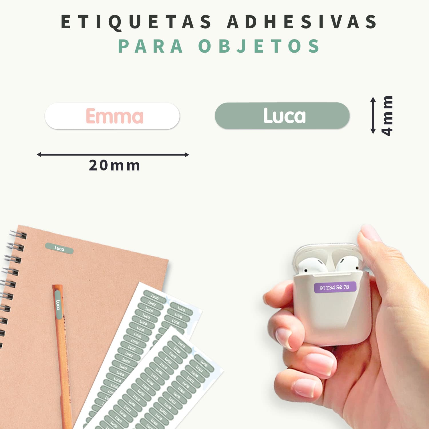 Mini XS etiquetas